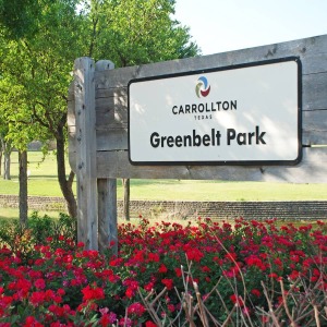 Carrollton Texas Greenbelt Park Sign